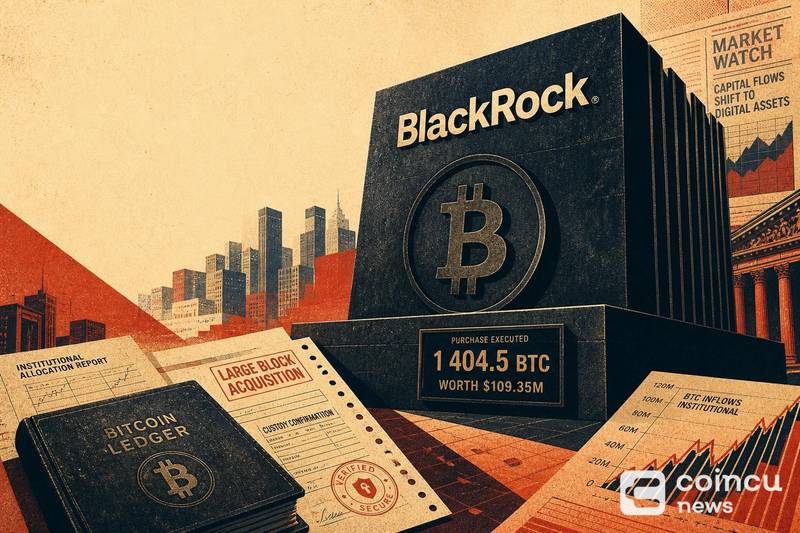 贝莱德购买了价值 1.0935 亿美元的 1,404.5 BTC