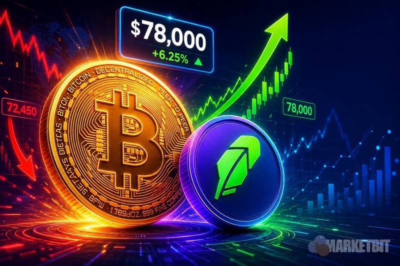受 Robinhood Chain 涨势推动,比特币逼近 78,000 美元