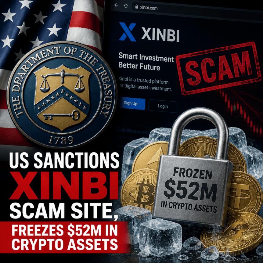 美国制裁 Xinbi 诈骗网站，冻结 5200 万美元加密货币资产