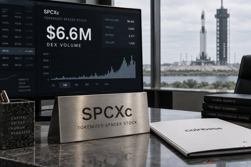 Coinbase SPCXc 代币化 SpaceX 股票 DEX 交易量达 660 万美元