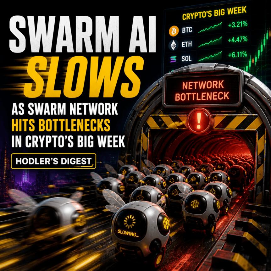 Swarm AI 放缓,Swarm 网络在加密货币大周遭遇瓶颈:Hodler’s Digest